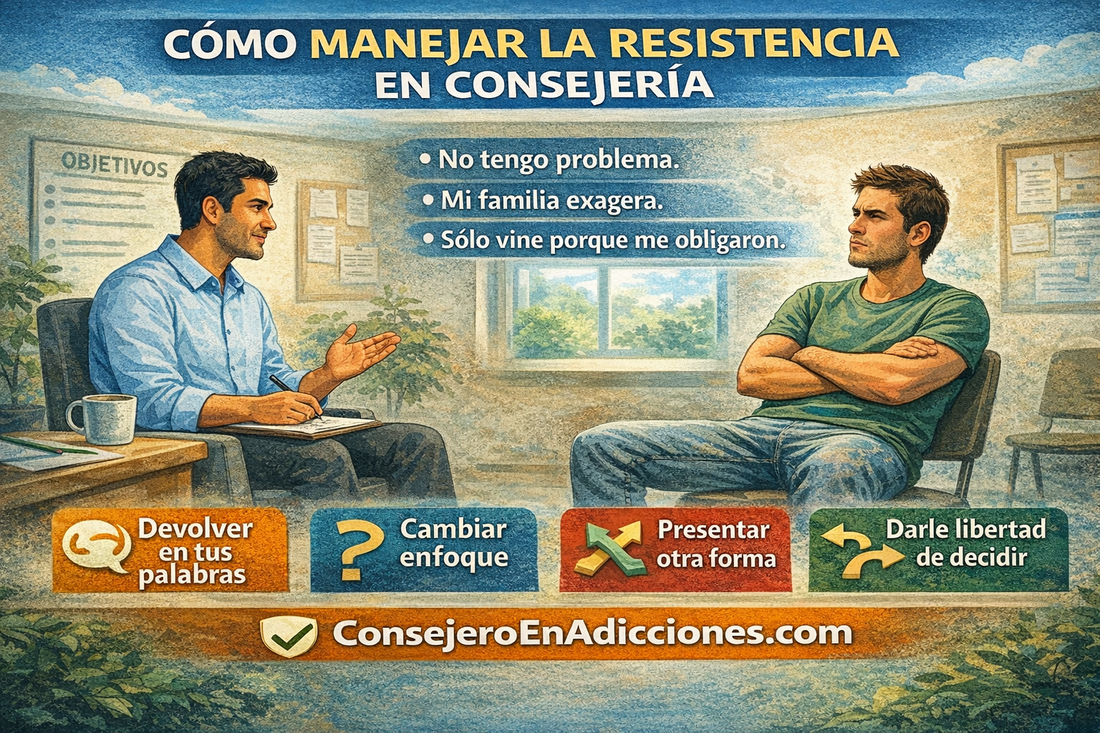Cómo manejar la resistencia del paciente en consejería de adicciones