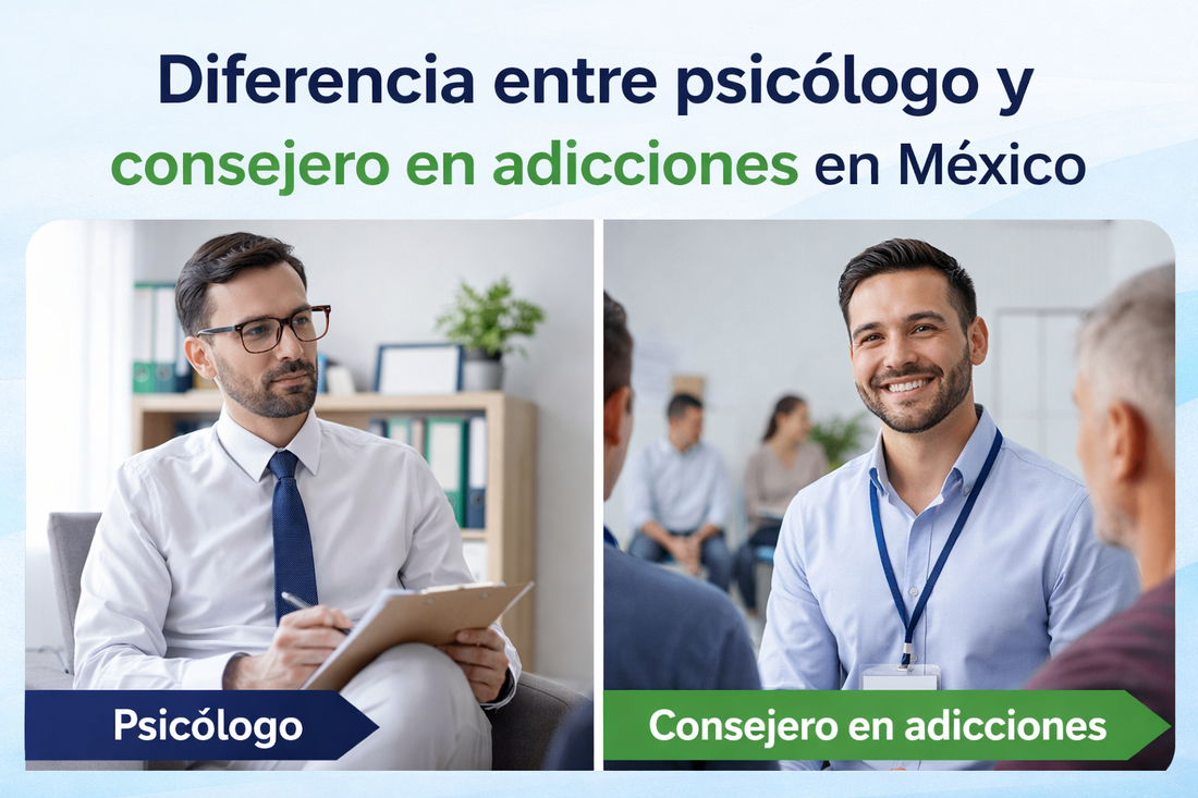 Diferencia entre psicólogo y consejero en adicciones en México (Guía completa)