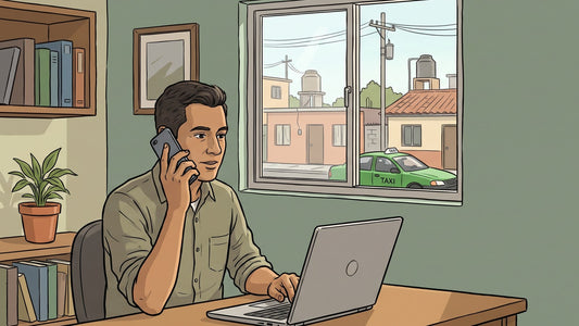 Consejero dando seguimiento telefónico a un paciente egresado de un centro de rehabilitación en México